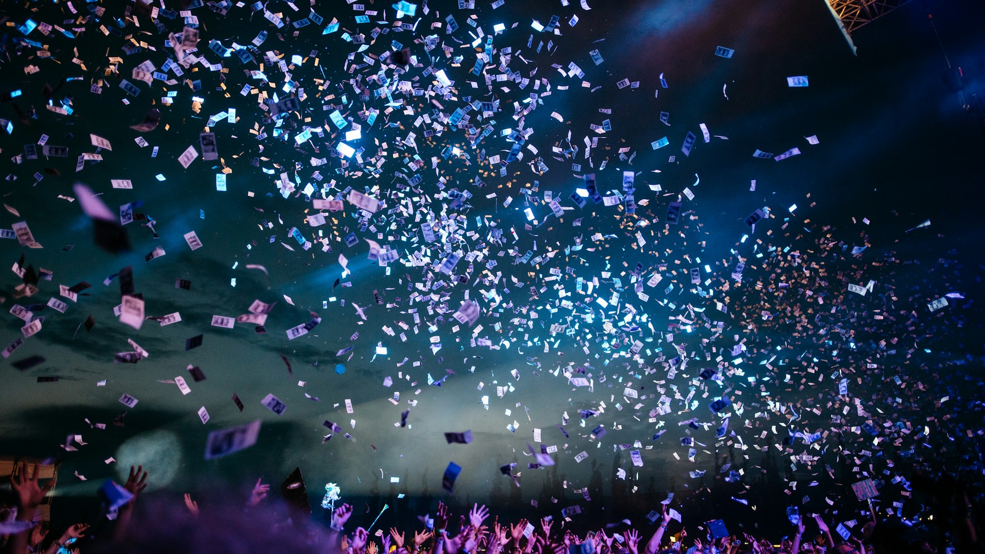 Crowd lit by stage lights at a BrandBeam brand activation