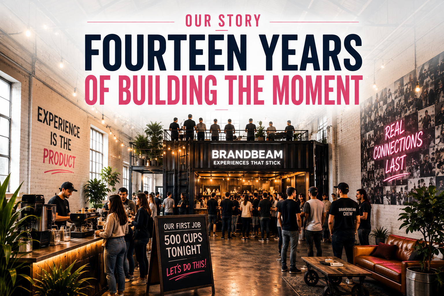 BrandBeam founders on-site during an early warehouse activation build